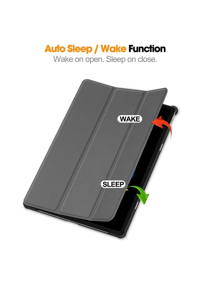 For Lenovo Idea Tab Plus Case Anti-Drop Leather Stand Tablet Cover - Grey - Image 4